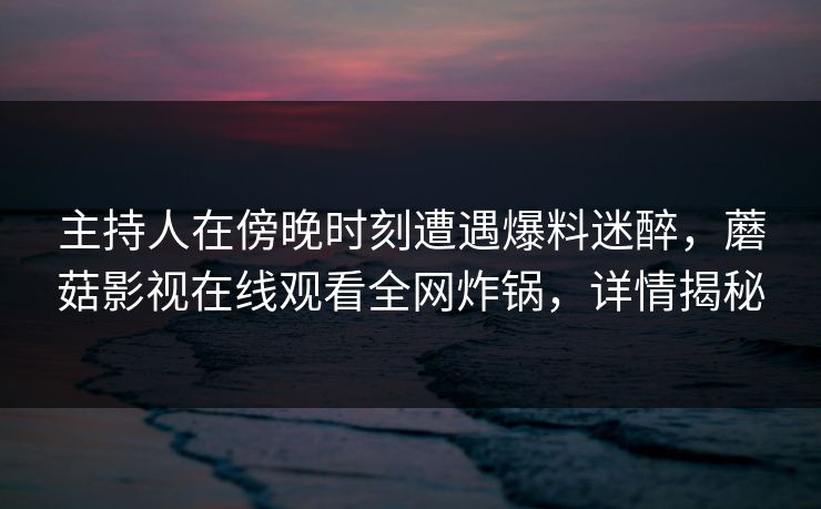 主持人在傍晚时刻遭遇爆料迷醉，蘑菇影视在线观看全网炸锅，详情揭秘